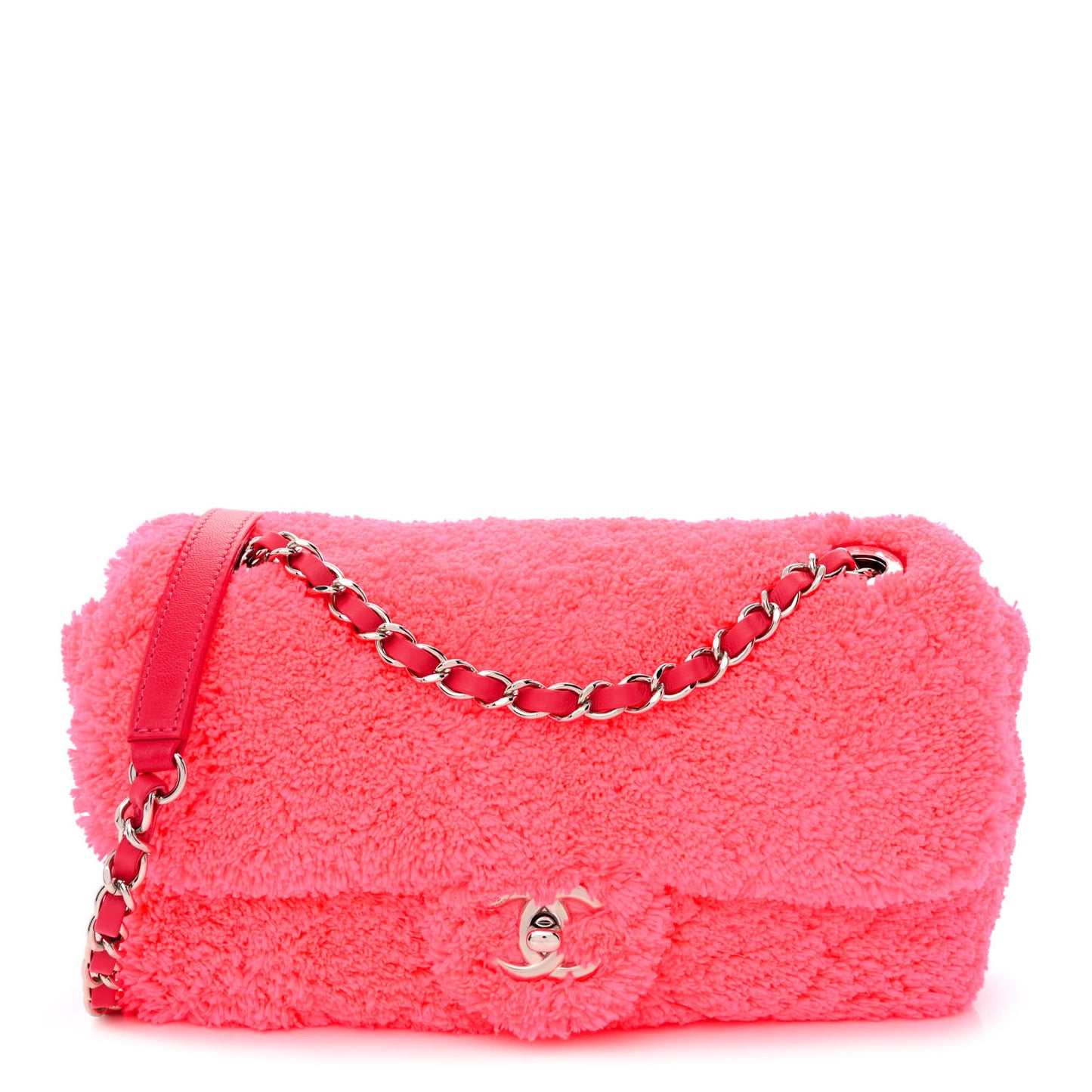 Lambskin Calfskin Mixed Fibers Quilted Medium Flap Pink