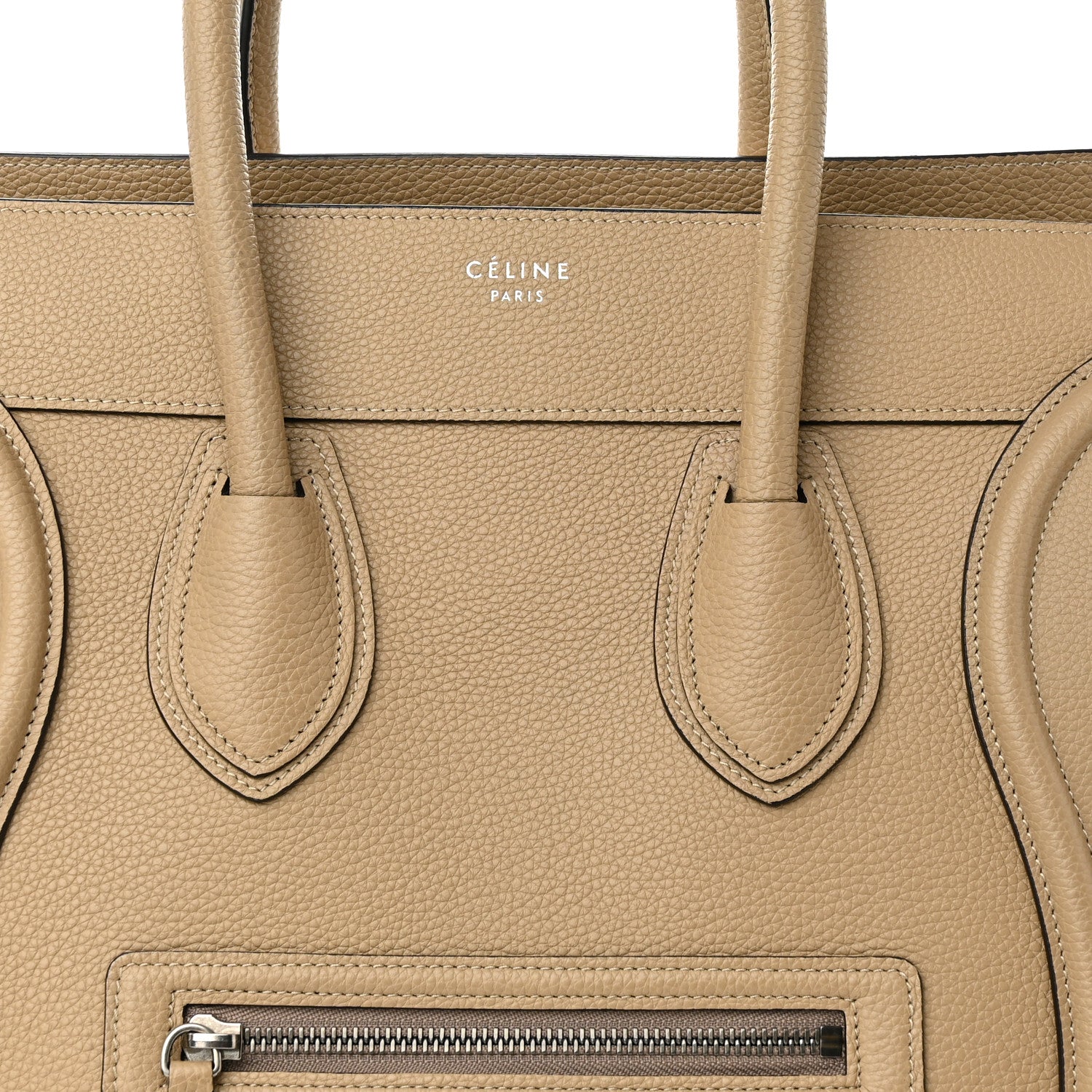 Celine Drummed Calfskin Mini Luggage Dune 8 of 10