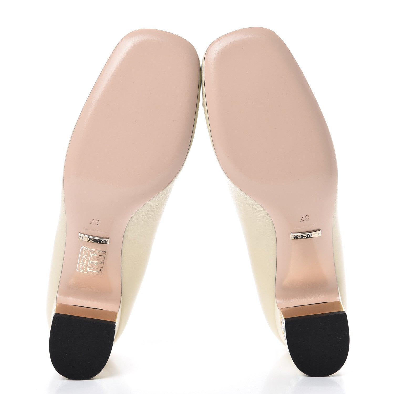 Gucci Malaga Kid Crystal Square G Madelyn Mid Heel Loafer Pumps 37 Ivory 7 of 11
