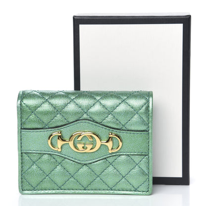 Gucci Laminated Nappa Trapuntata Zumi Card Case Jasmine Green 8 of 8