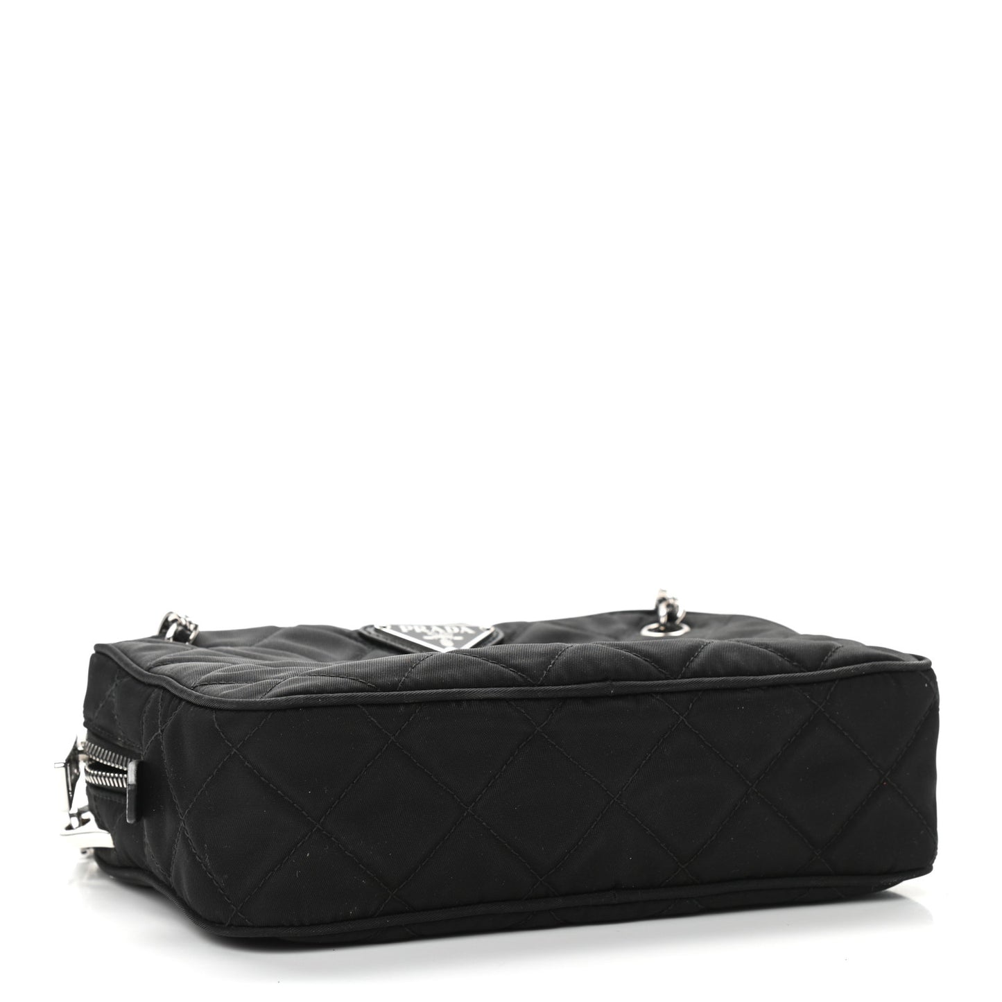 Nylon Tessuto Impuntu Quilted Crossbody Bag Black