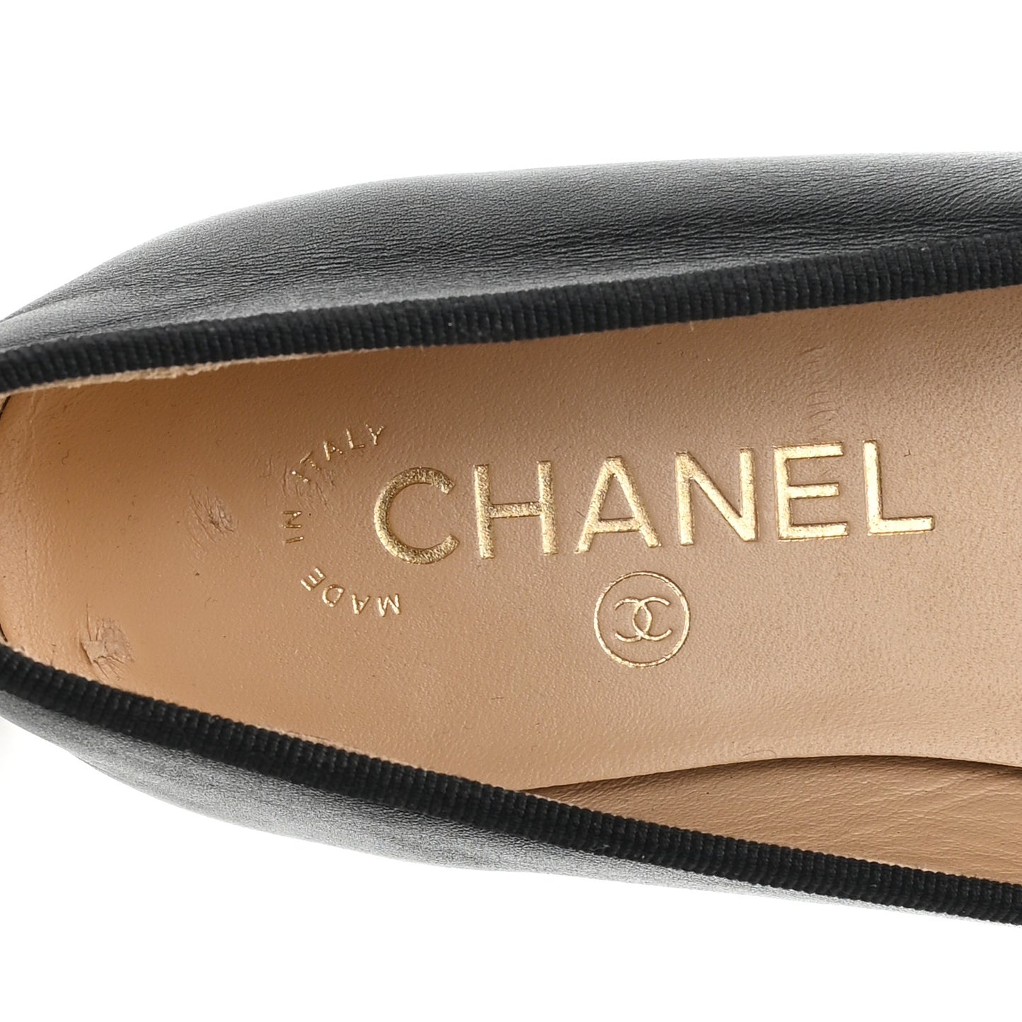 Lambskin Patent Cap Toe Ballerina Flats 38 Black