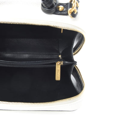 Chanel Caviar Quilted Medium CC Filigree Vanity Case White Black 5 of 16