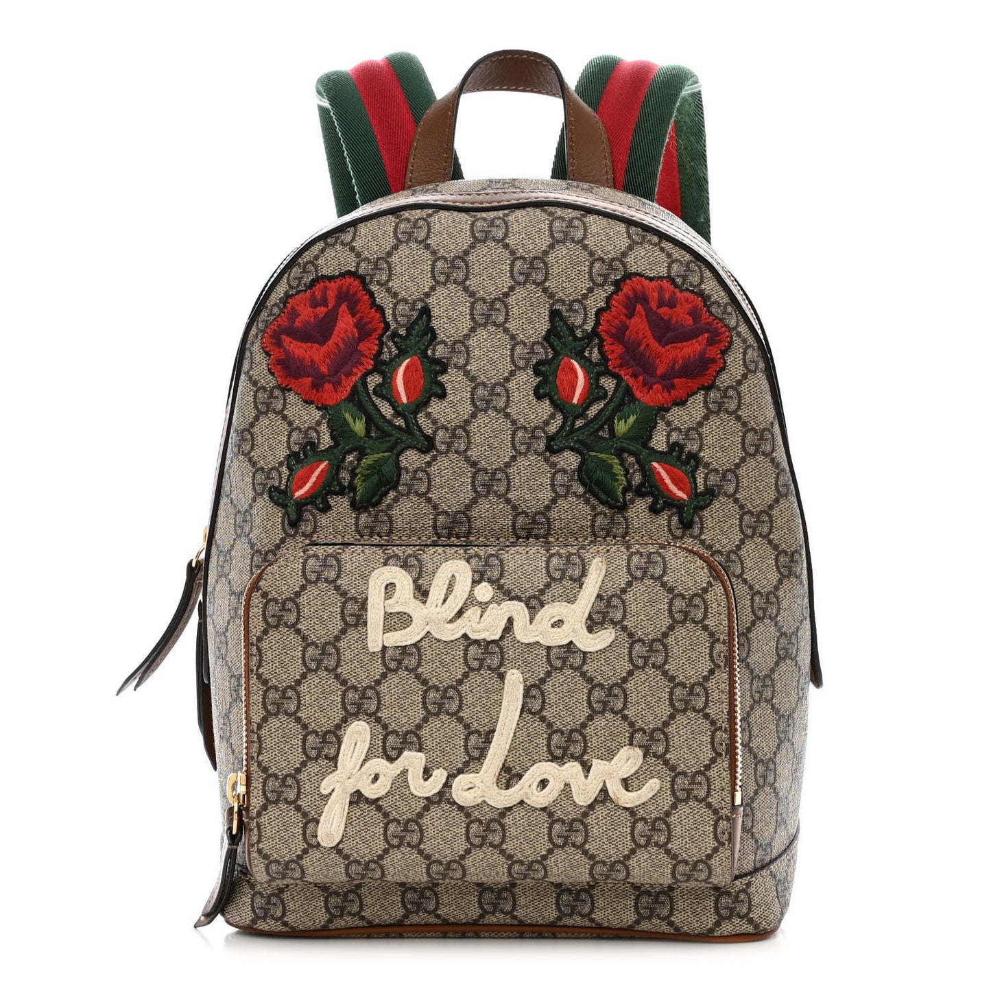 GG Supreme Monogram Web Blind For Love Embroidered Small Day Backpack