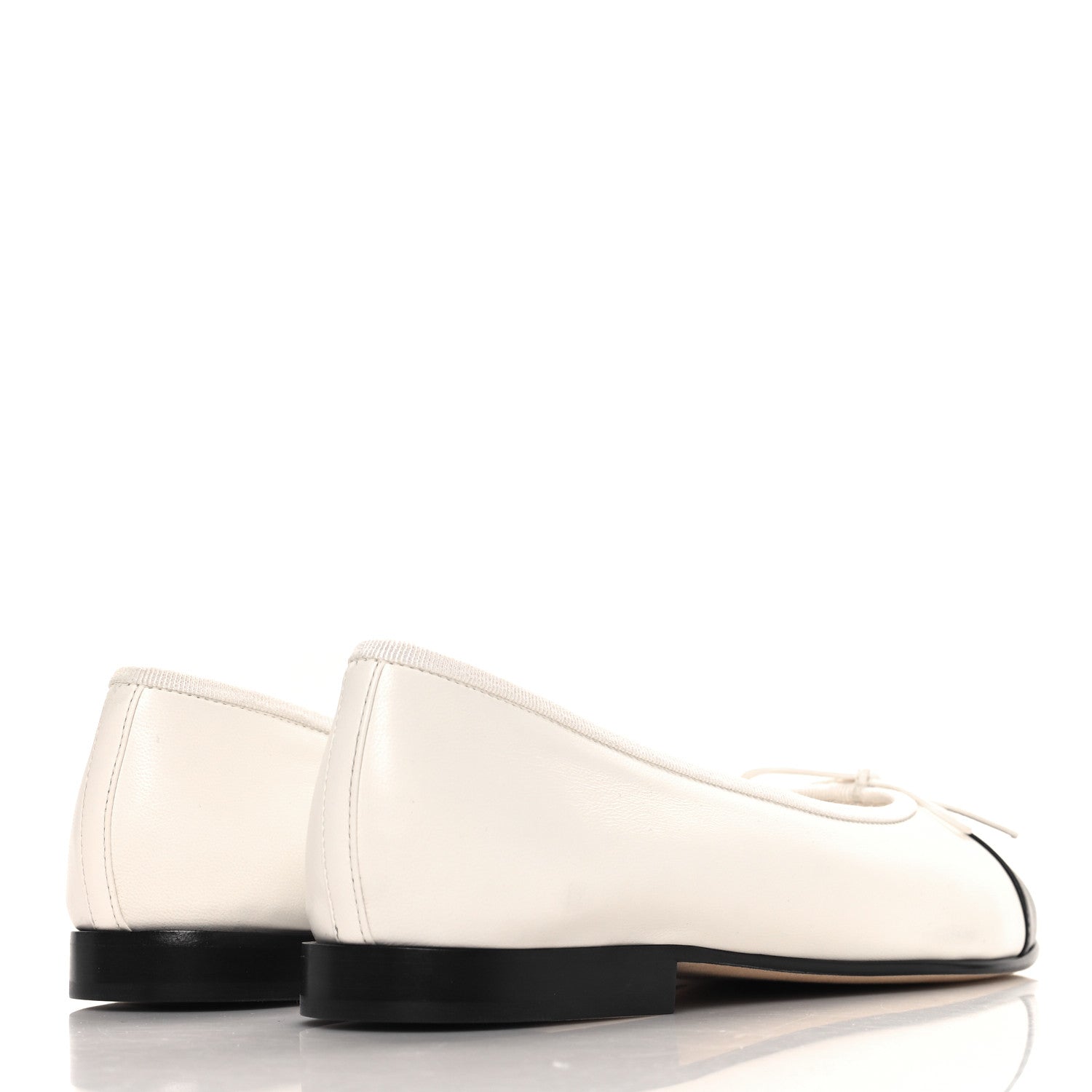 Chanel Lambskin Cap Toe CC Ballerina Flats 38.5 White Black 5 of 10