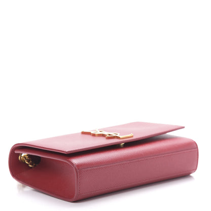 Saint Laurent Grain De Poudre Small Monogram Kate Satchel Red 4 of 12