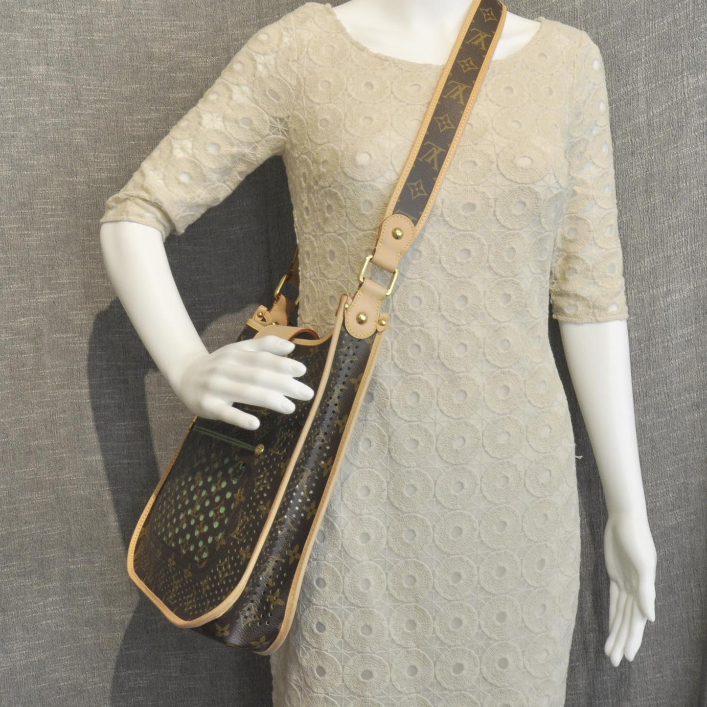 Monogram Perforated Musette Green