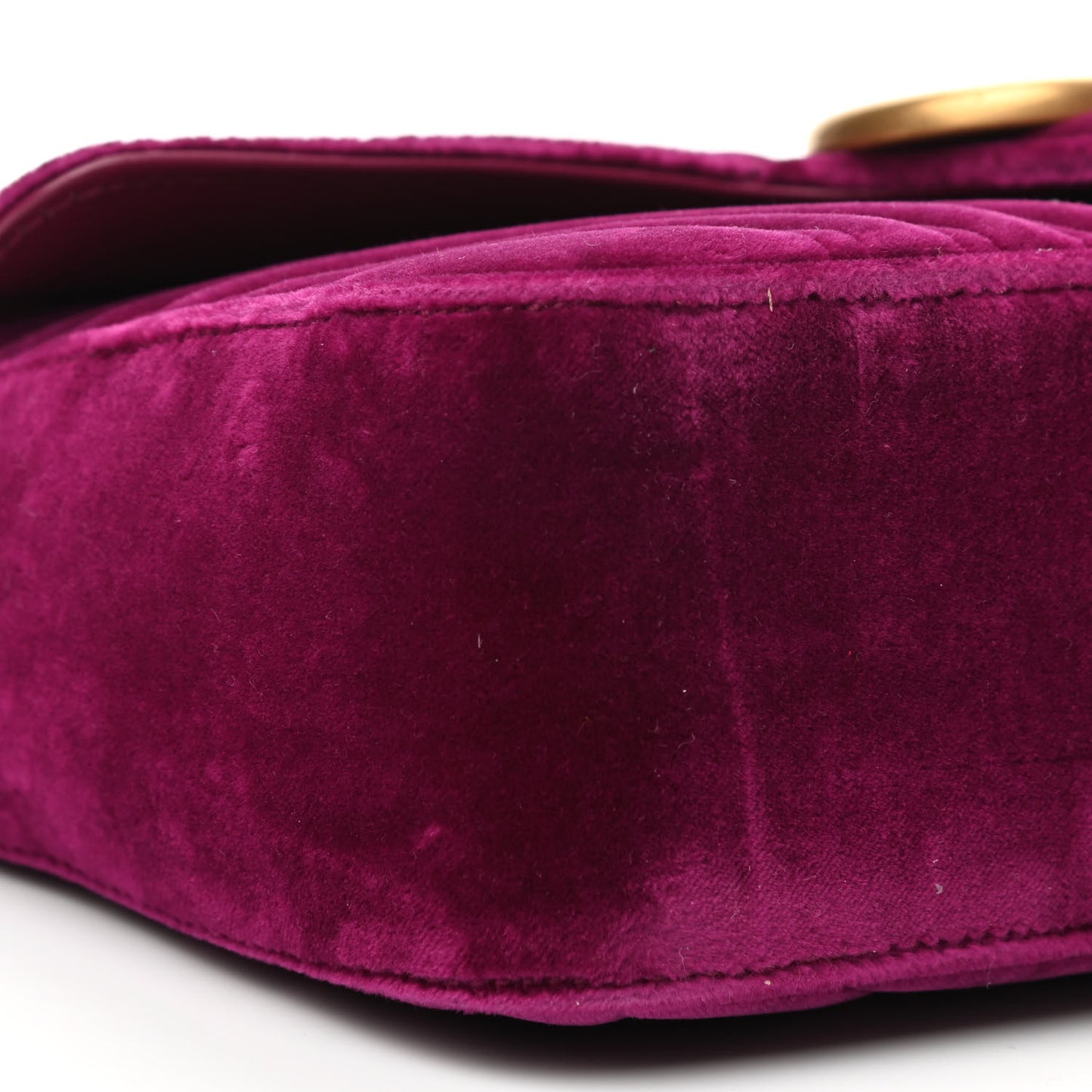 Velvet Matelasse Small GG Marmont Shoulder Bag Fuchsia Violet Cyclamen