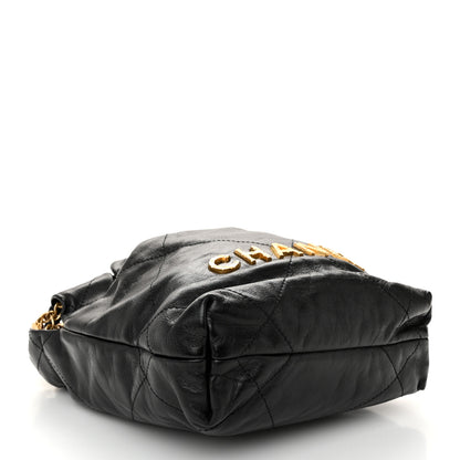 Chanel Shiny Crumpled Calfskin Quilted Pearl Mini Chanel 22 Black 4 of 10