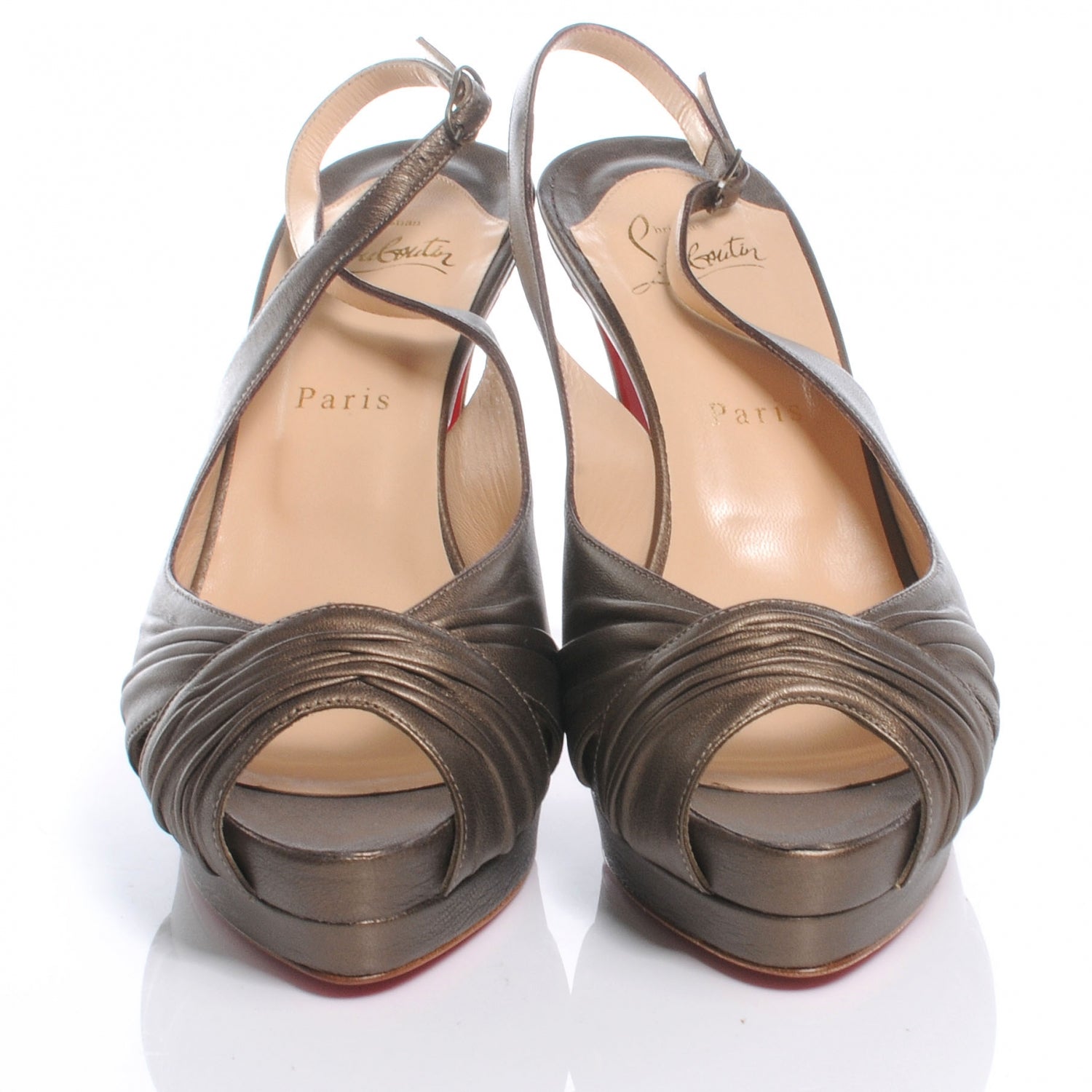 Christian Louboutin Leather Ecoplus 100 Slingback Heels 40 Bronze 2 of 7