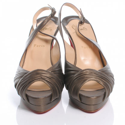 Christian Louboutin Leather Ecoplus 100 Slingback Heels 40 Bronze 2 of 7