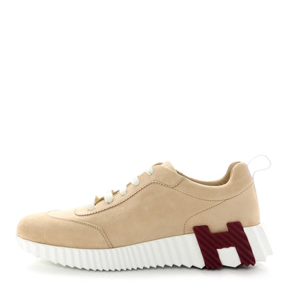 Hermes Goatskin Suede Goatskin Bouncing Sneakers 38 White Gomme 1 of 8