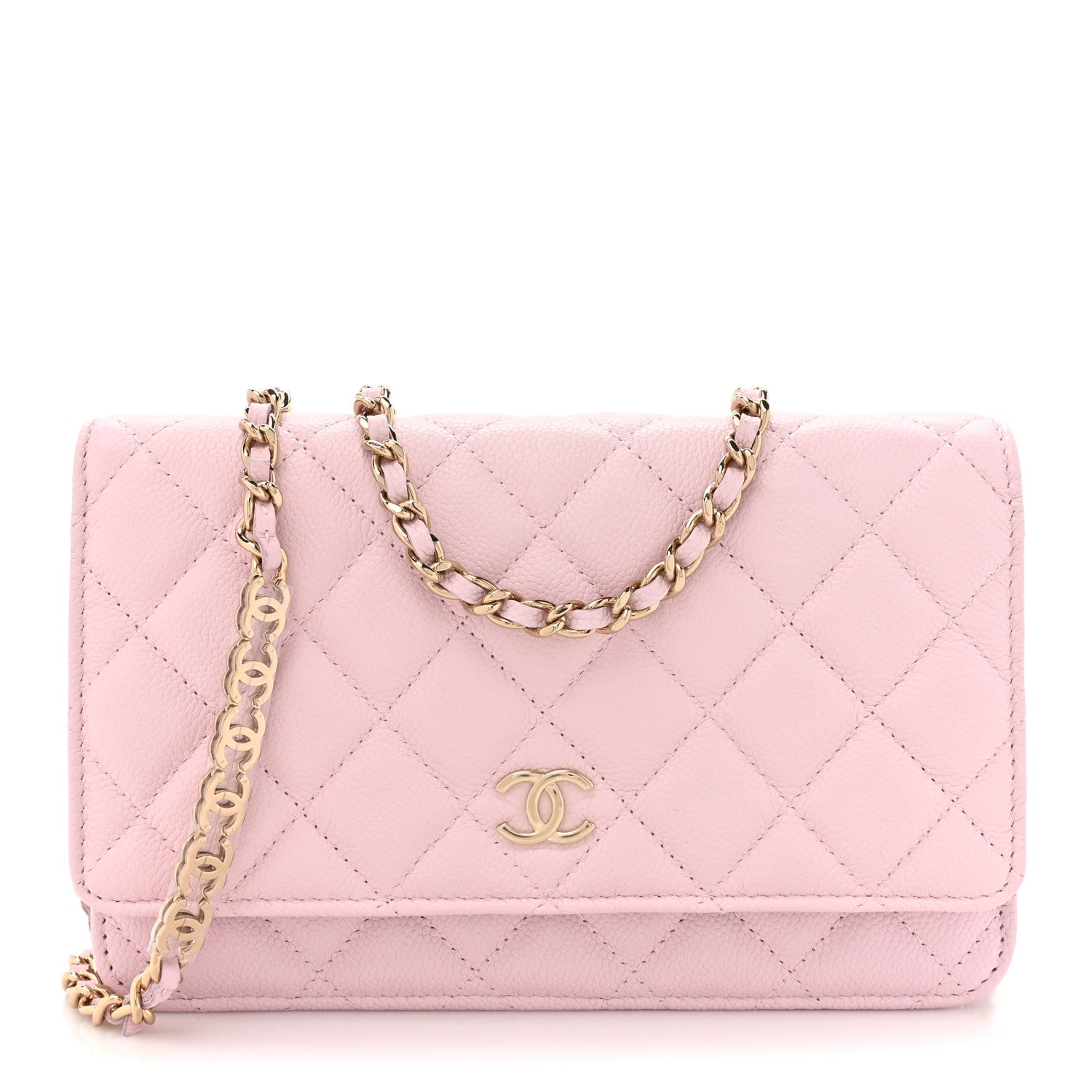 Chanel Caviar Quilted Tiny CC Wallet On Chain WOC Light Pink 1 of 11