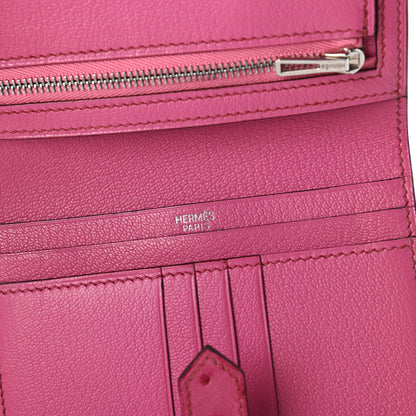 Hermes Ostrich Bearn Compact Wallet Fuchsia 8 of 10