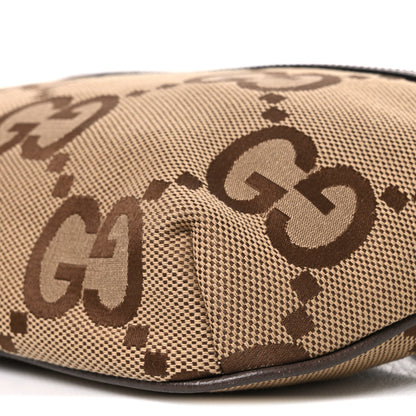 Gucci Monogram Jumbo GG Textured Dollar Calfskin Web Belt Bag Camel Ebony New Acero 9 of 9