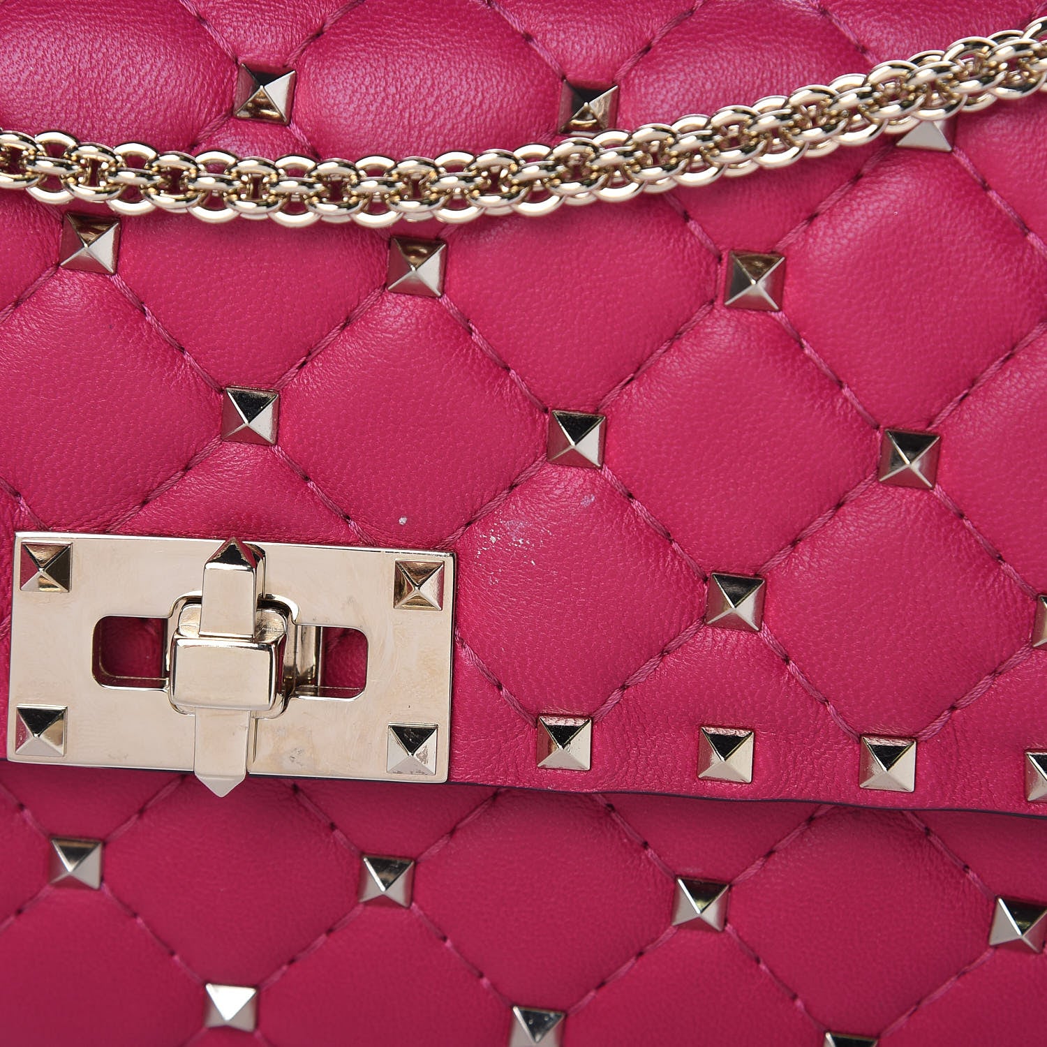 Valentino Garavani Nappa Rockstud Spike Wallet on Chain Disco Pink 9 of 10