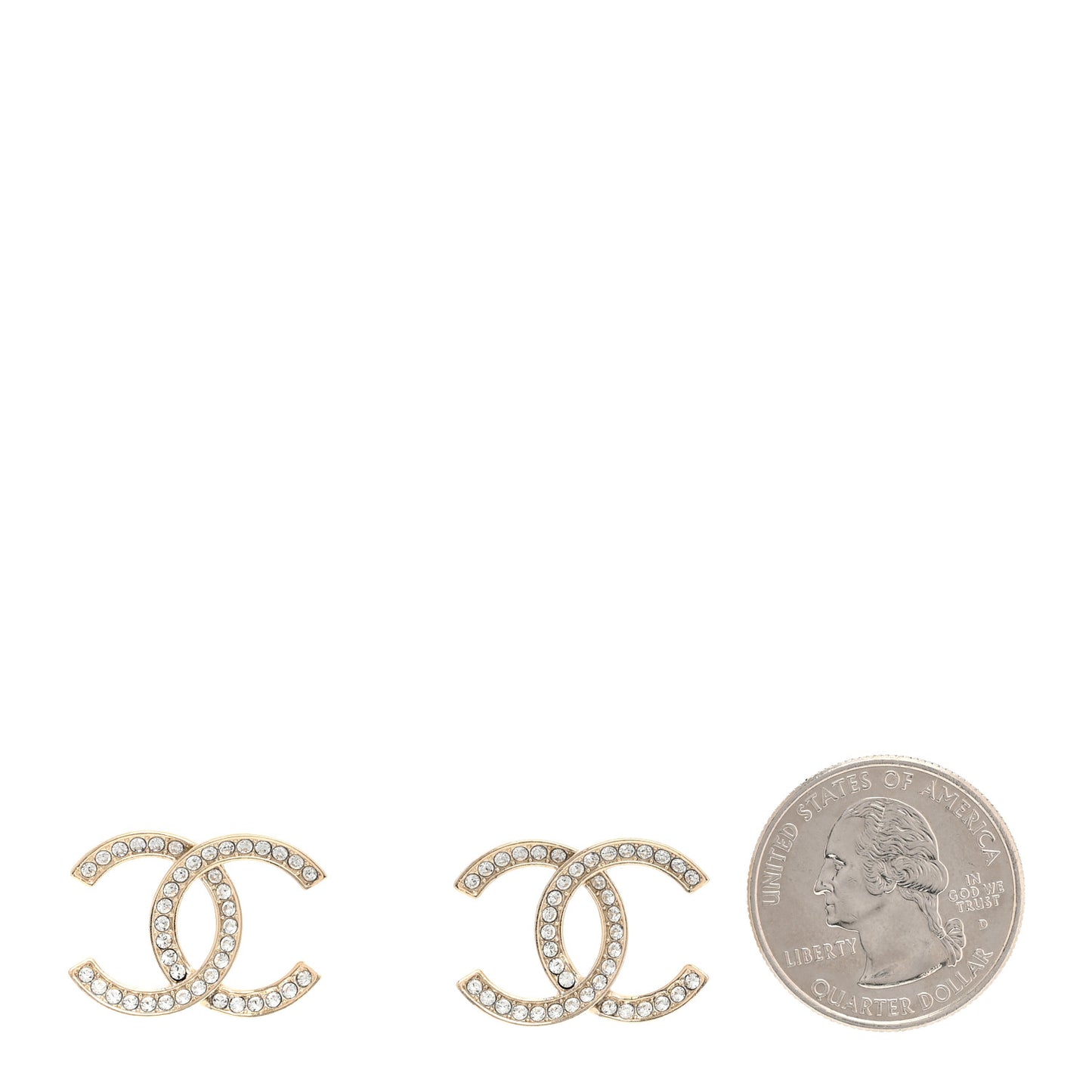 Crystal Large CC Earrings Gold