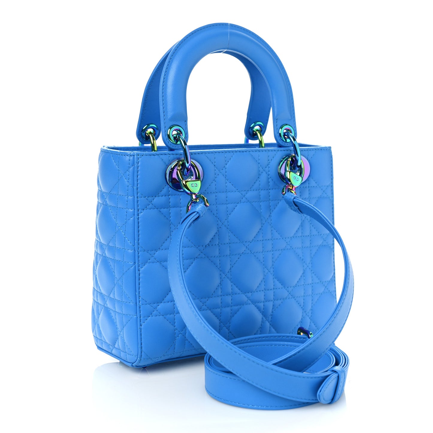 Lambskin Cannage Small Lady Dior Bright Blue