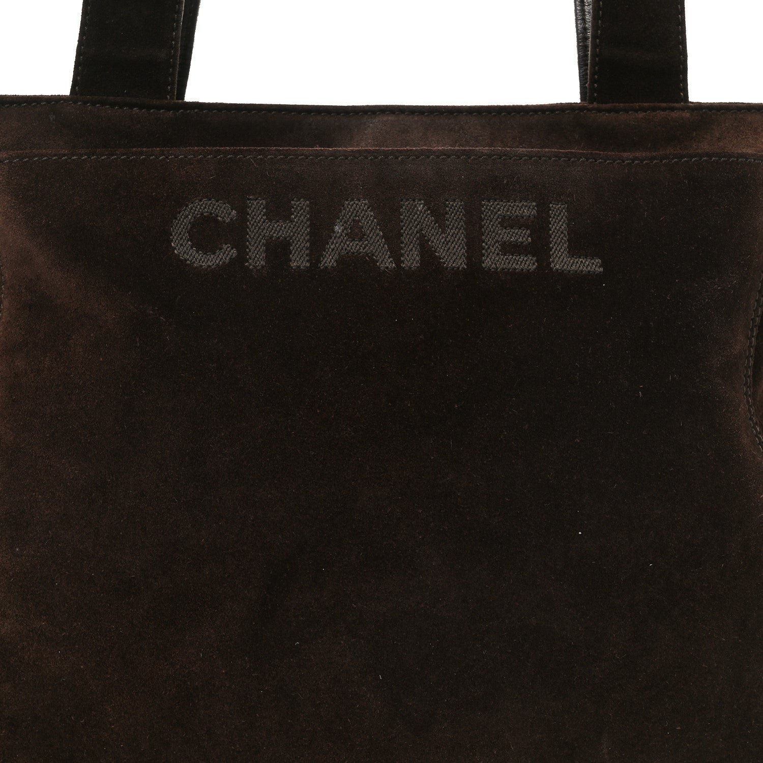 Chanel Suede Logo Tote Brown 8 of 10
