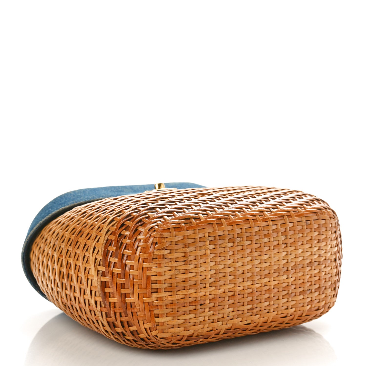 Chanel Denim Rattan Basket Shoulder Bag Blue 4 of 13