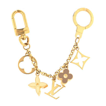 Louis Vuitton Brass Enamel Fleur De Monogram Bag Charm Chain Gold 1 of 4