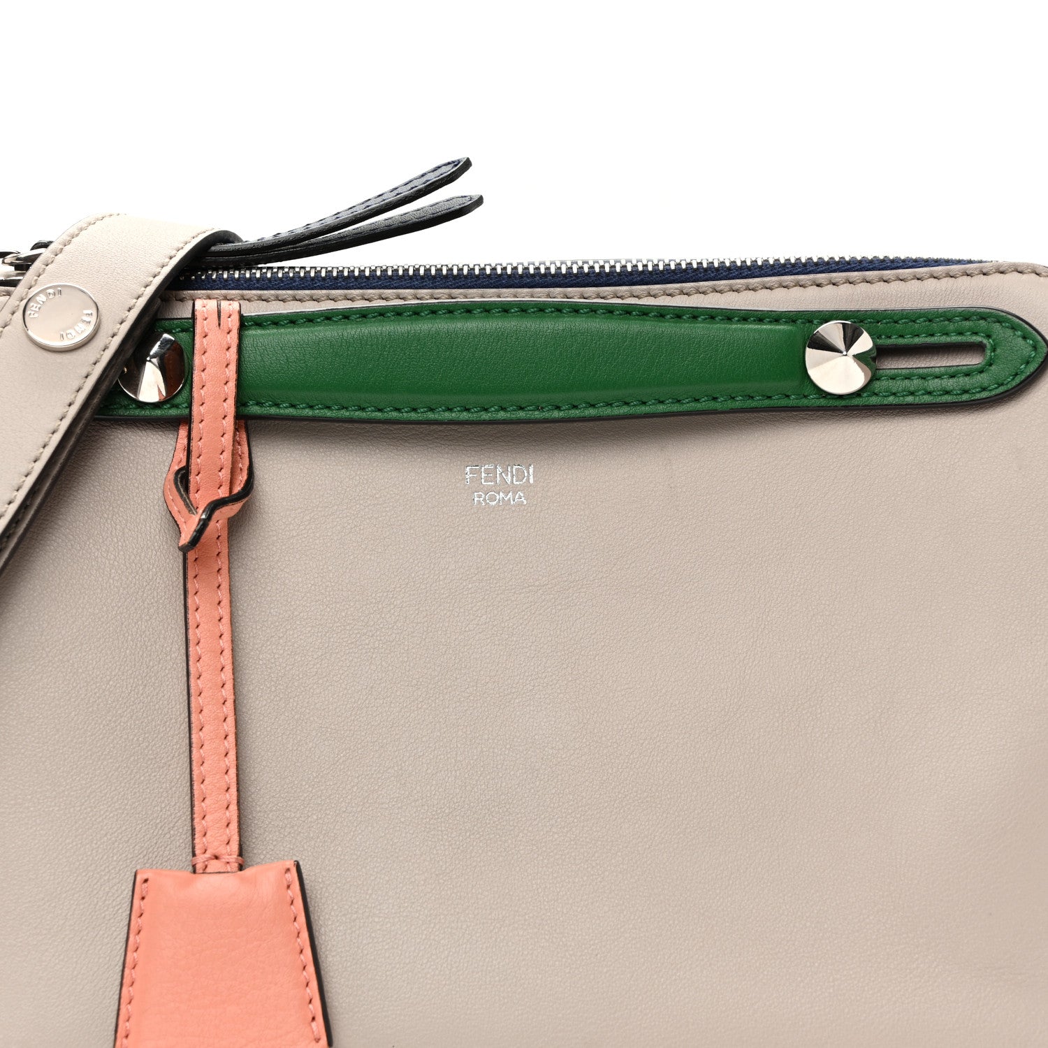 Fendi Vitello Dolce 4 Color Medium By The Way Boston Bag Grigio Polvere Emerald Multicolor 8 of 10