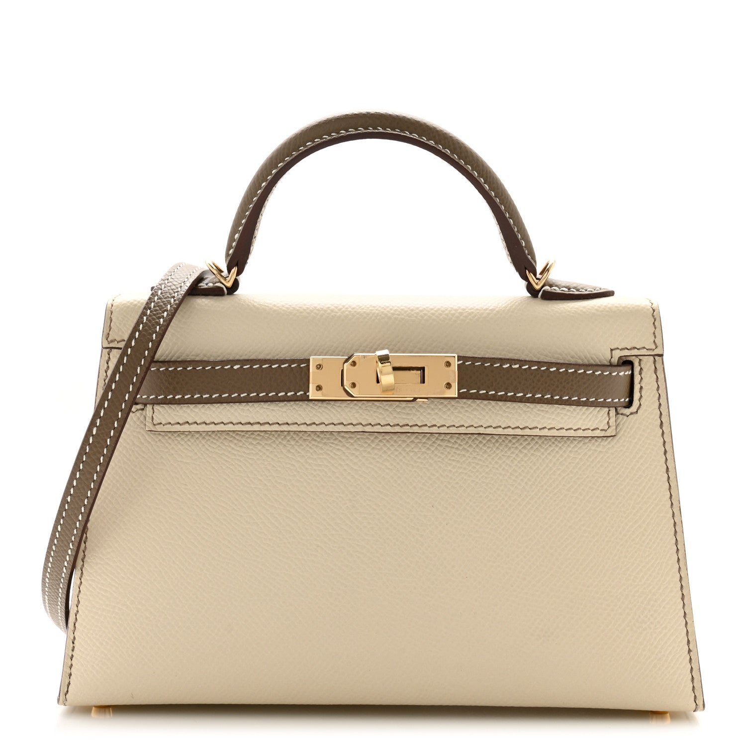 Hermes Epsom Horseshoe Mini Kelly Sellier 20 Craie Etoupe 1 of 12
