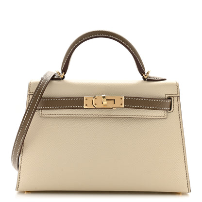 Hermes Epsom Horseshoe Mini Kelly Sellier 20 Craie Etoupe 1 of 12