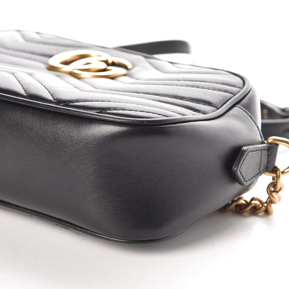 Gucci Calfskin Matelasse Small GG Marmont Chain Shoulder Bag Black 6 of 9