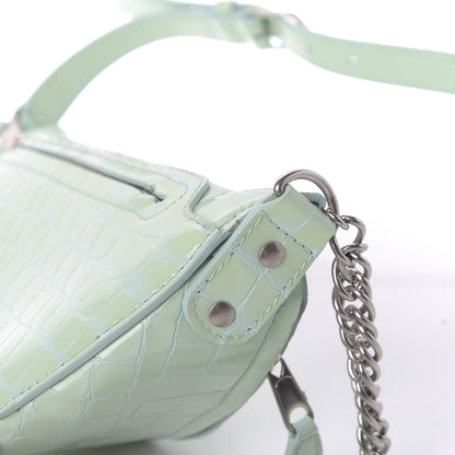 Balenciaga Shiny Calfskin Crocodile Embossed XXS Souvenir Belt Bag Green 9 of 13
