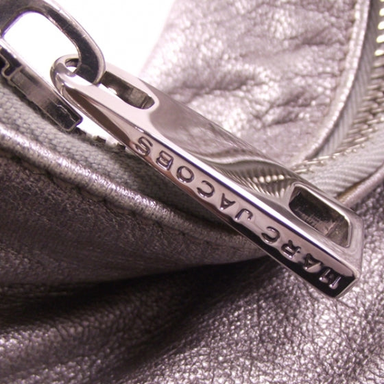 Leather Large Multipocket Hobo Silver