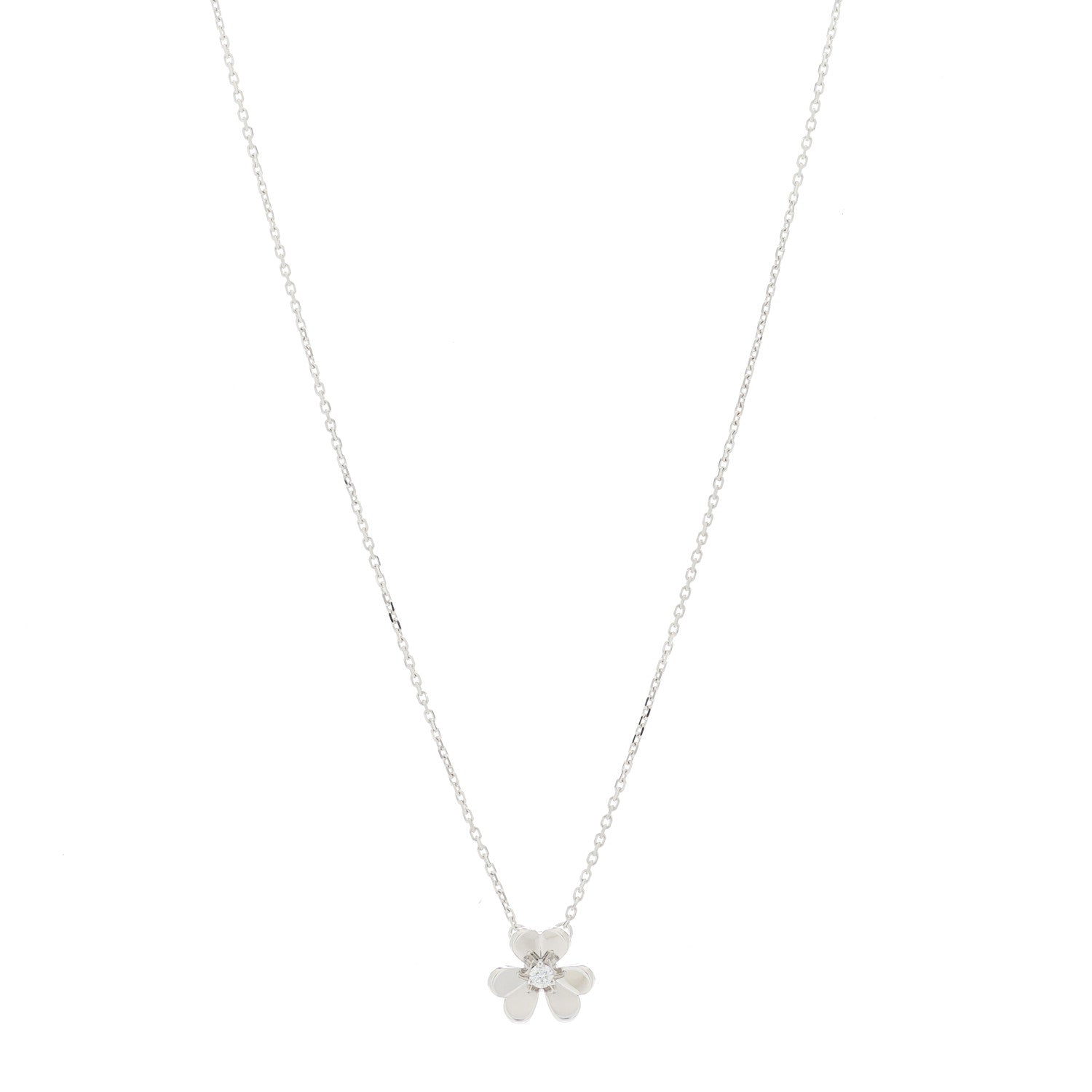 Van Cleef & Arpels 18K White Gold Diamond Mini Frivole Pendant Necklace 1 of 5