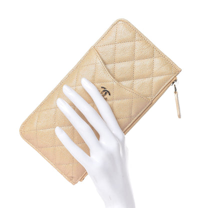 Chanel Iridescent Caviar Quilted Classic iPhone Pouch Beige 2 of 8