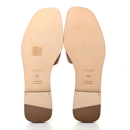 Hermes Box Calfskin Oran Sandals 40.5 Gold 5 of 8