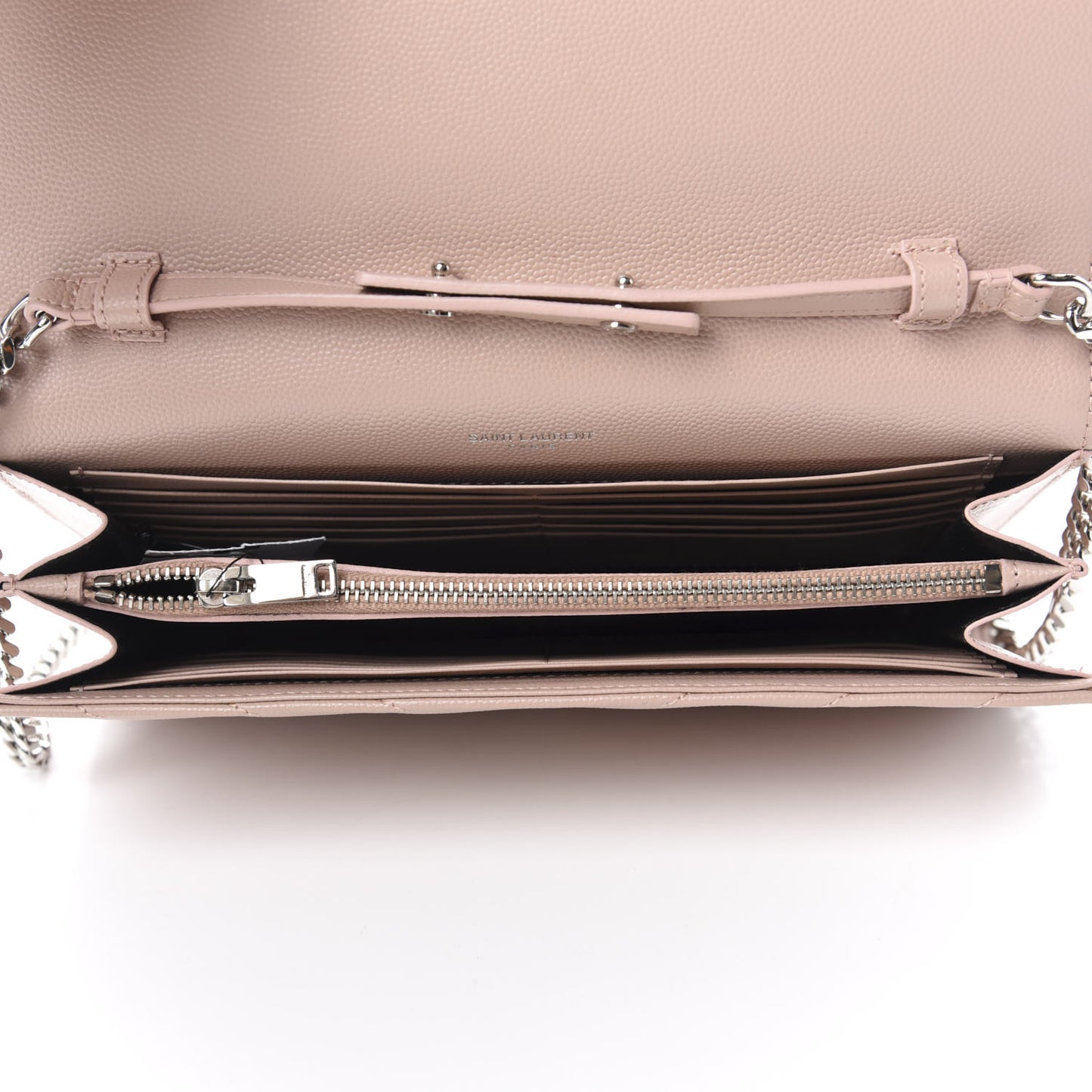 Grain De Poudre Matelasse Chevron Monogram Chain Wallet Pale Pink