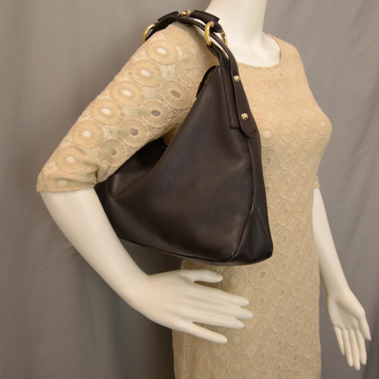 Gucci Leather Medium Horsebit Chain Hobo Black 2 of 7