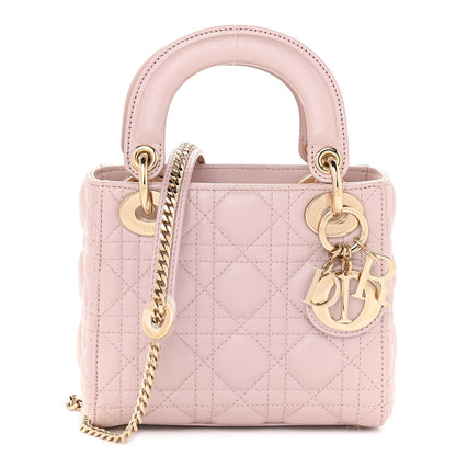 Christian Dior Metallic Lambskin Cannage Mini Lady Dior Lotus 1 of 15