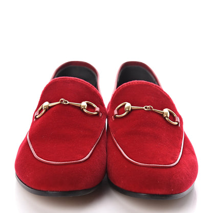 Gucci Velvet Horsebit Womens Jordaan Loafers 39 Hibiscus Red 2 of 8