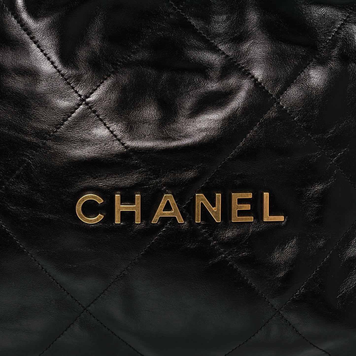 Shiny Calfskin Quilted Small Chanel 22 Black