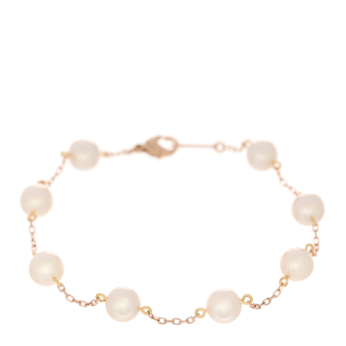 18K Rose Yellow Gold Akoya Pearl 6-6.5mm Station Bracelet