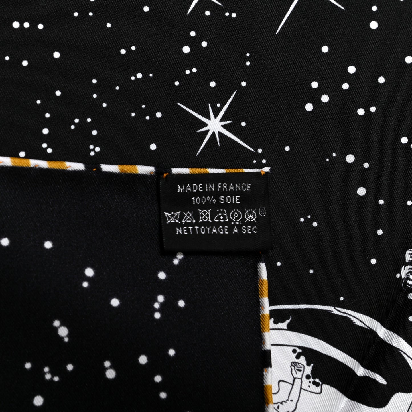 Silk Space Derby Scarf 90 Black White Gold