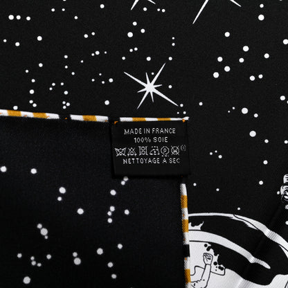 Hermes Silk Space Derby Scarf 90 Black White Gold 2 of 6