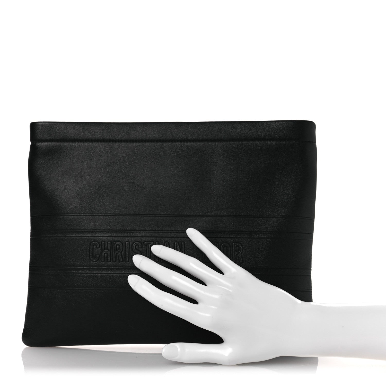 Christian Dior Calfskin Medium Diordouble Zip Pouch Black 2 of 10
