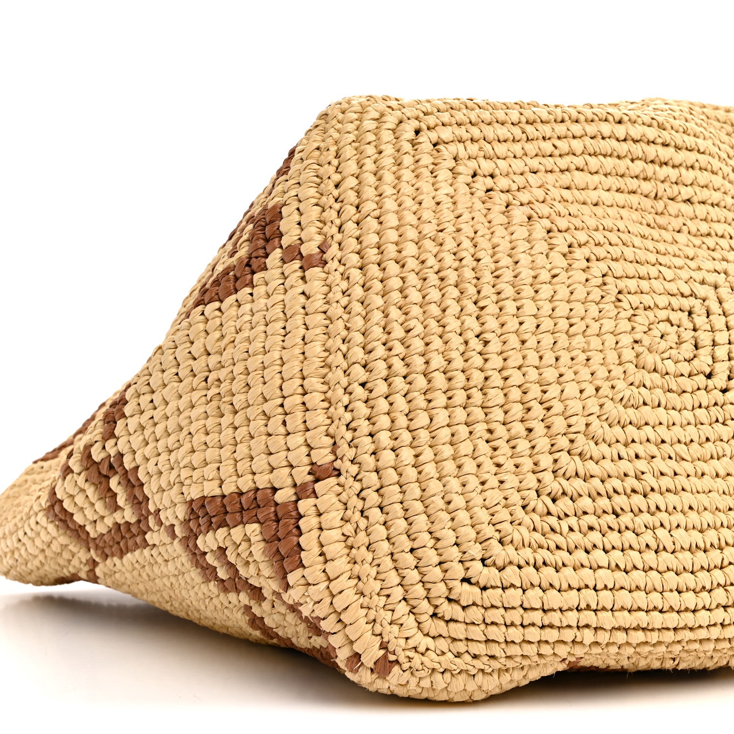 Gucci Raffia Woven Monogram Jumbo Medium Tote Natural Brown 9 of 10