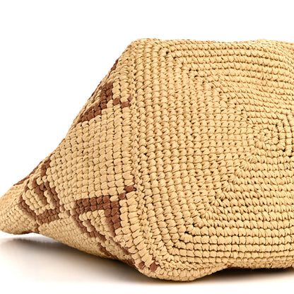 Gucci Raffia Woven Monogram Jumbo Medium Tote Natural Brown 9 of 10