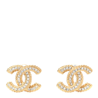 Chanel Crystal 90&rsquo;s Icon CC Stud Earrings Gold 1 of 4