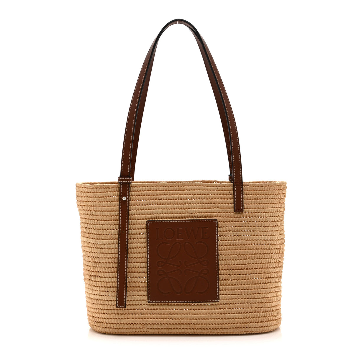Raffia Small Square Basket Tote Bag Natural Tan