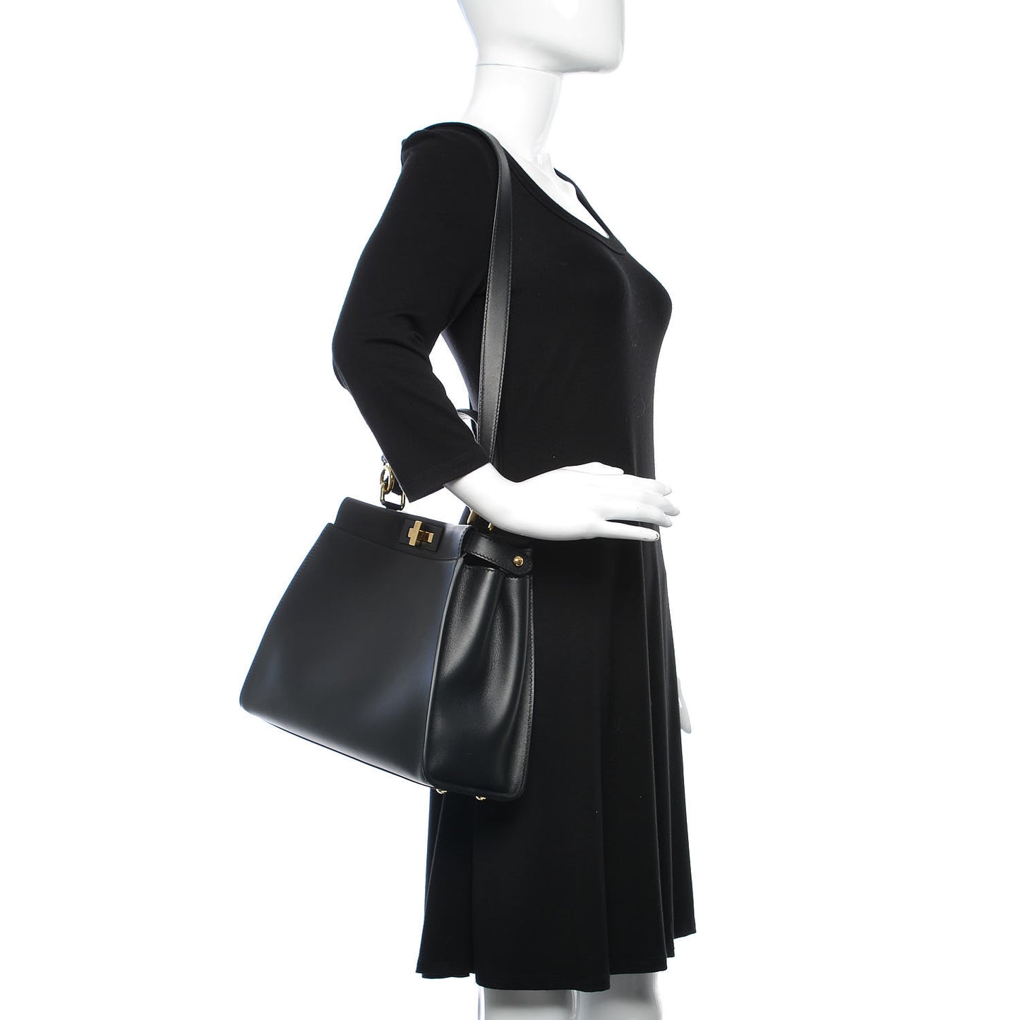 Vitello Seta Shiny Nappa Medium Peekaboo Iconic Satchel Black