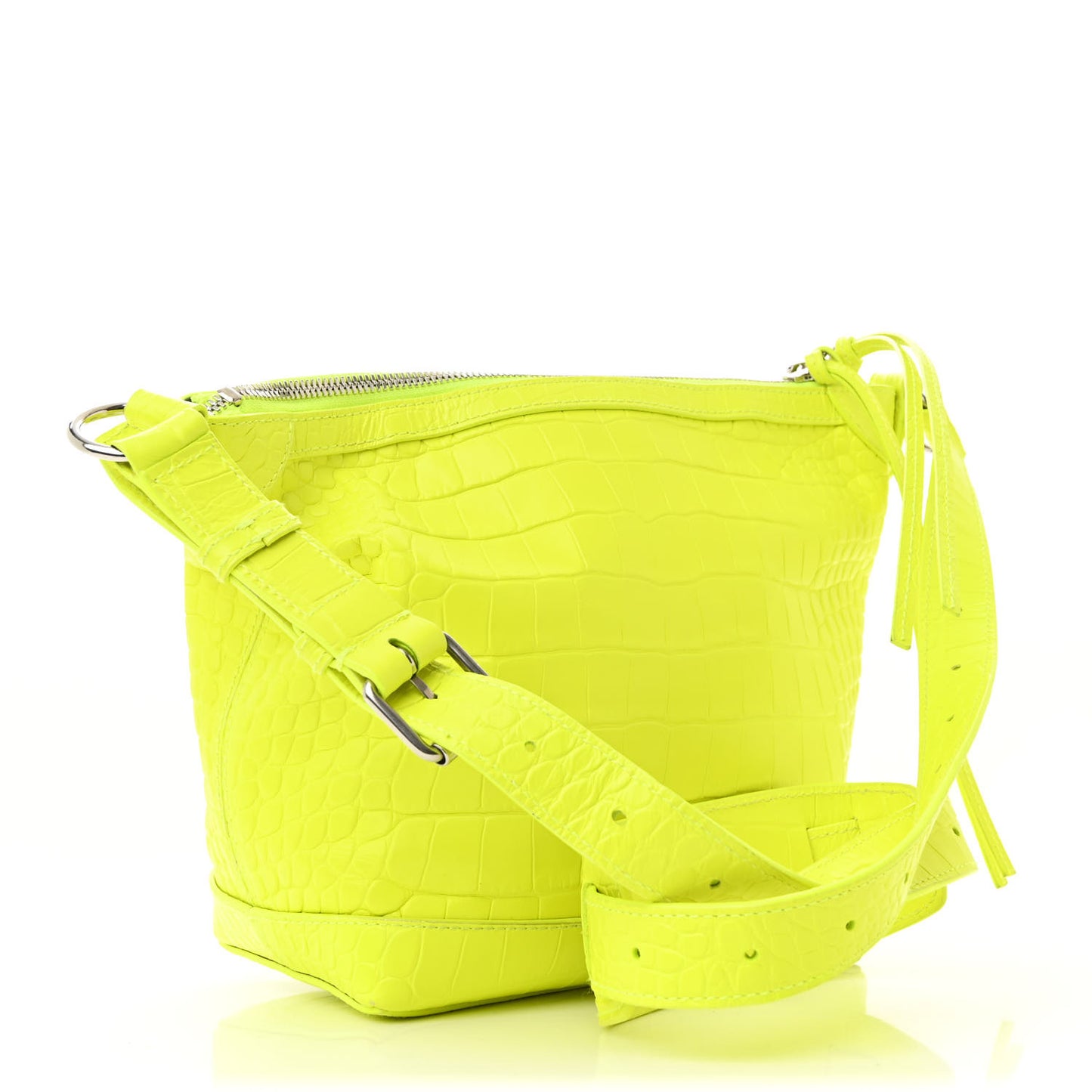 Extra Supple Calfskin Crocodile Embossed Neo Classic Hardware Hobo XS Flou Yellow