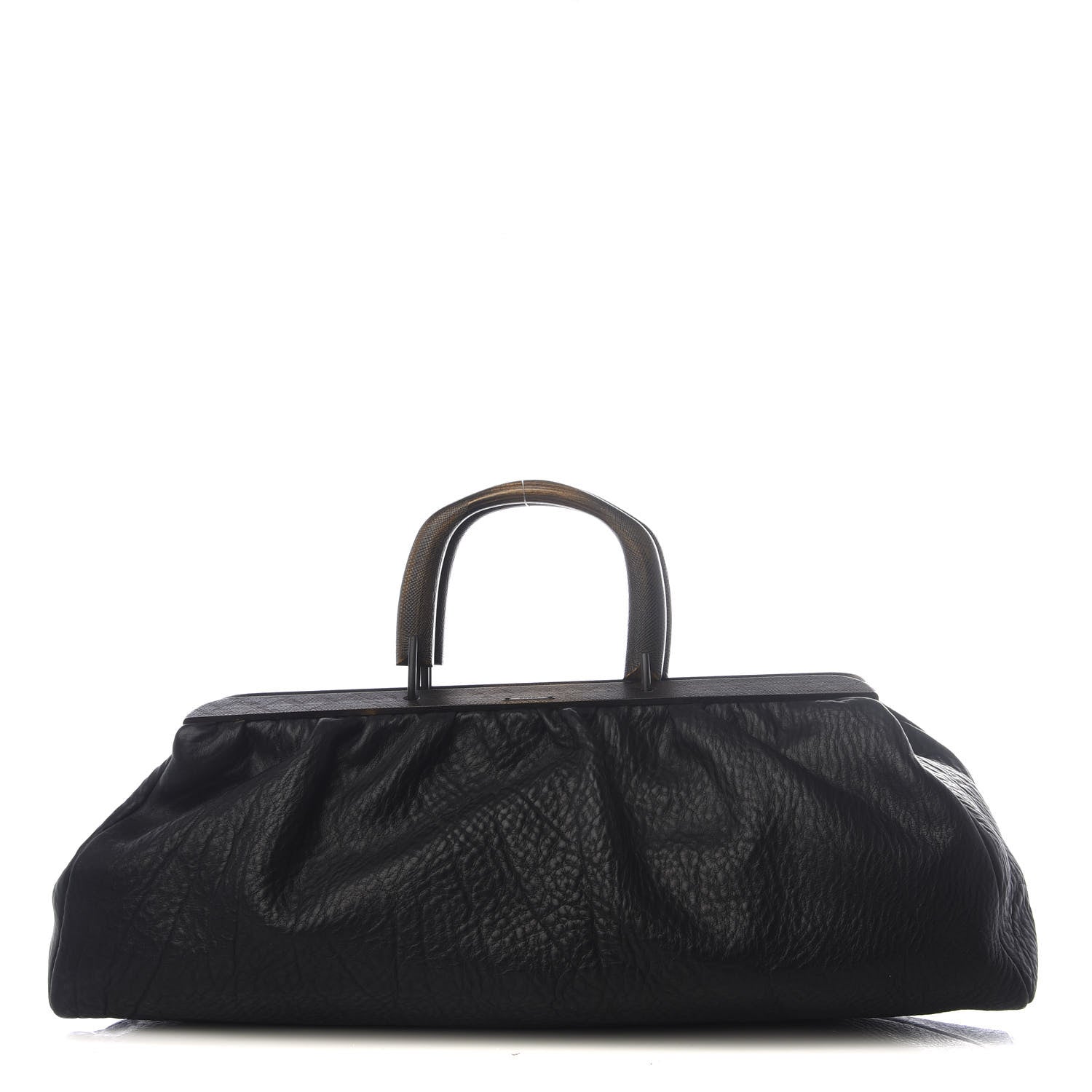 Gucci Buffalo Wood Handle Frame Doctor Bag Black 1 of 8